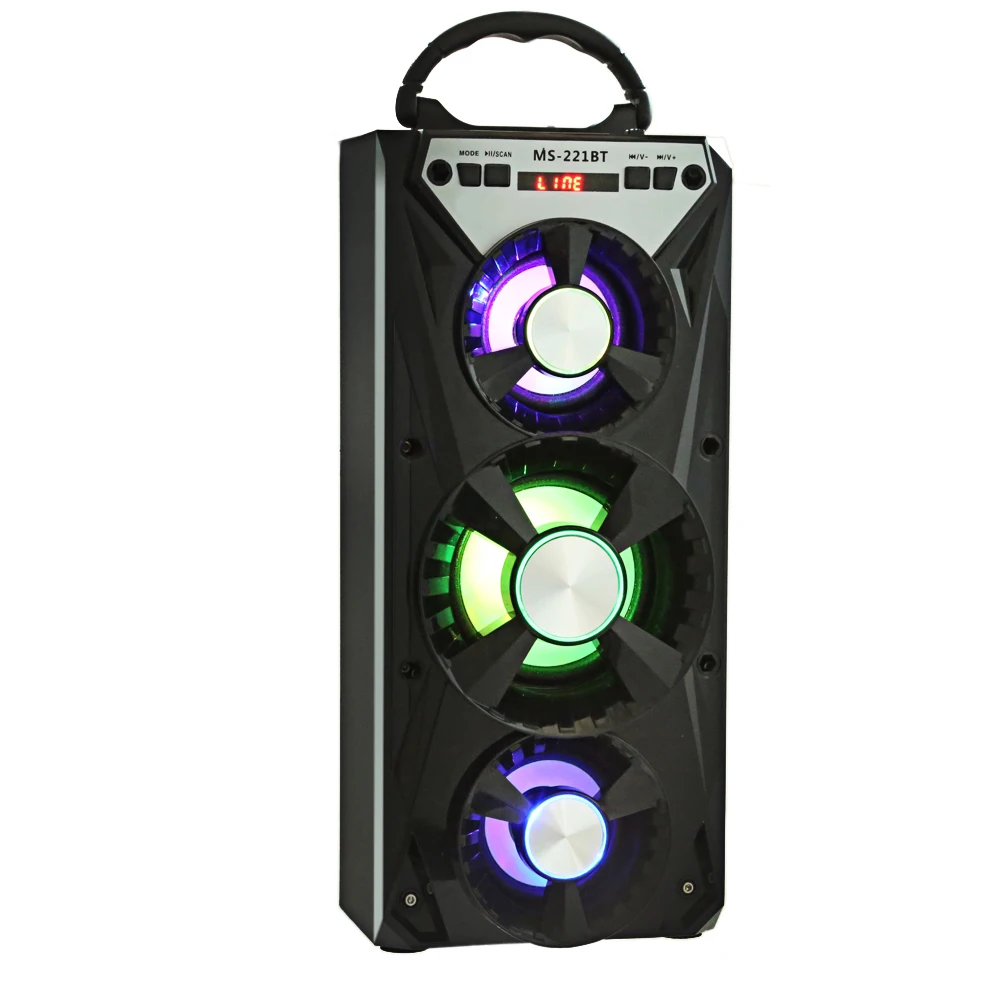 Портативная Bluetooth Колонка Excelvan MS-221BT fm-радио AUX мощная светодиодная подсветка с