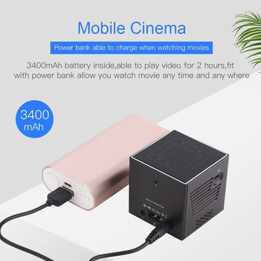 Карманный мини проектор C80 DLP портативный 2 4G 5G Wifi B4.0 android 7.1.2 в 1 Гб 16 50