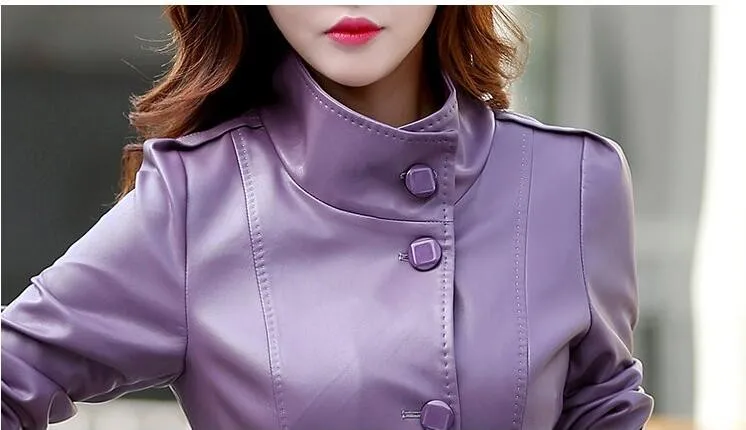 2016 3XL 4XL 5XL Women 's Korean version of artificial leather spring and autumn fashion jackets Ms. motorcycle jacket | Женская