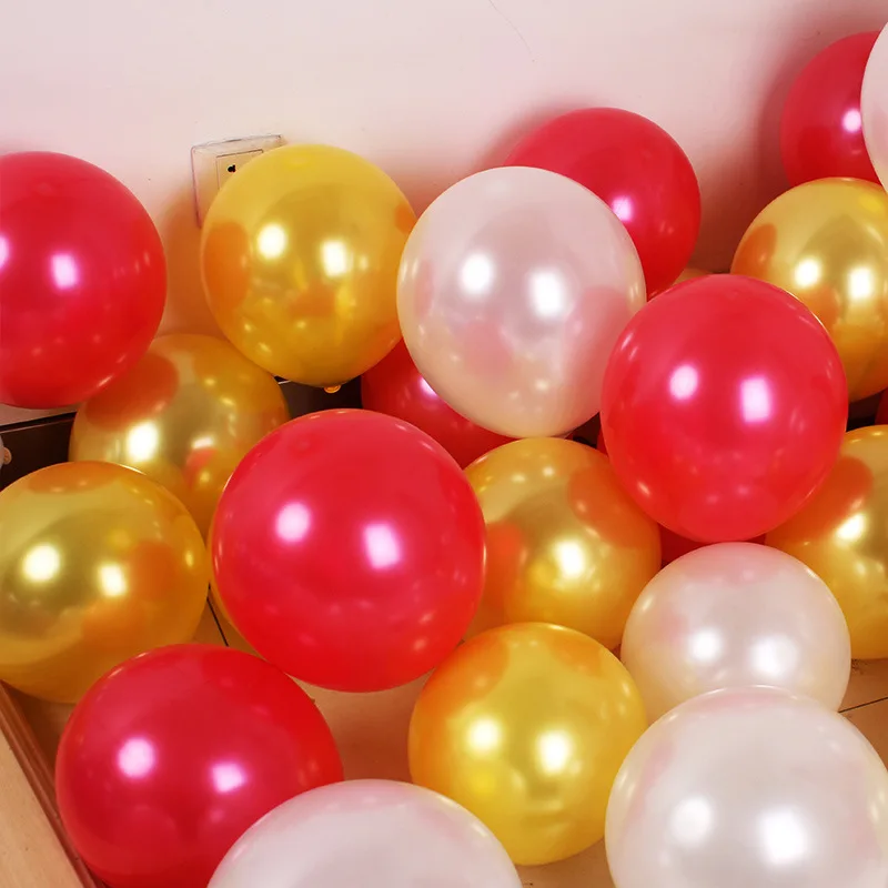 

12inch 2.8g 50pcs red White gold Pearl Latex Balloons for 1st Baby Girl Birthday wedding shower baby shower Birthday Party