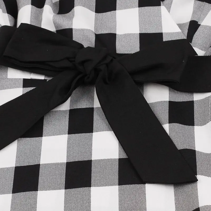 Женское Хлопковое платье в клетку повседневное ТРАПЕЦИЕВИДНОЕ ПЛАТЬЕ Корейском