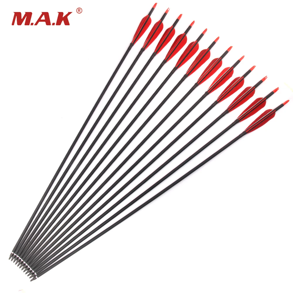 

Carbon Arrow 30 Inch Length OD 7.8 mm with Real Feather Suit for 40lbs Bow Outdoor Archery Shooting Hunting Practice