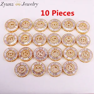 ZYZ184-1765 DIY 26 бусины с алфавитом для изготовления ювелирных изделий Медь CZ zirockn A-Z начальные прелестные аксессуары из бисера - Цвет: 10 gold beads