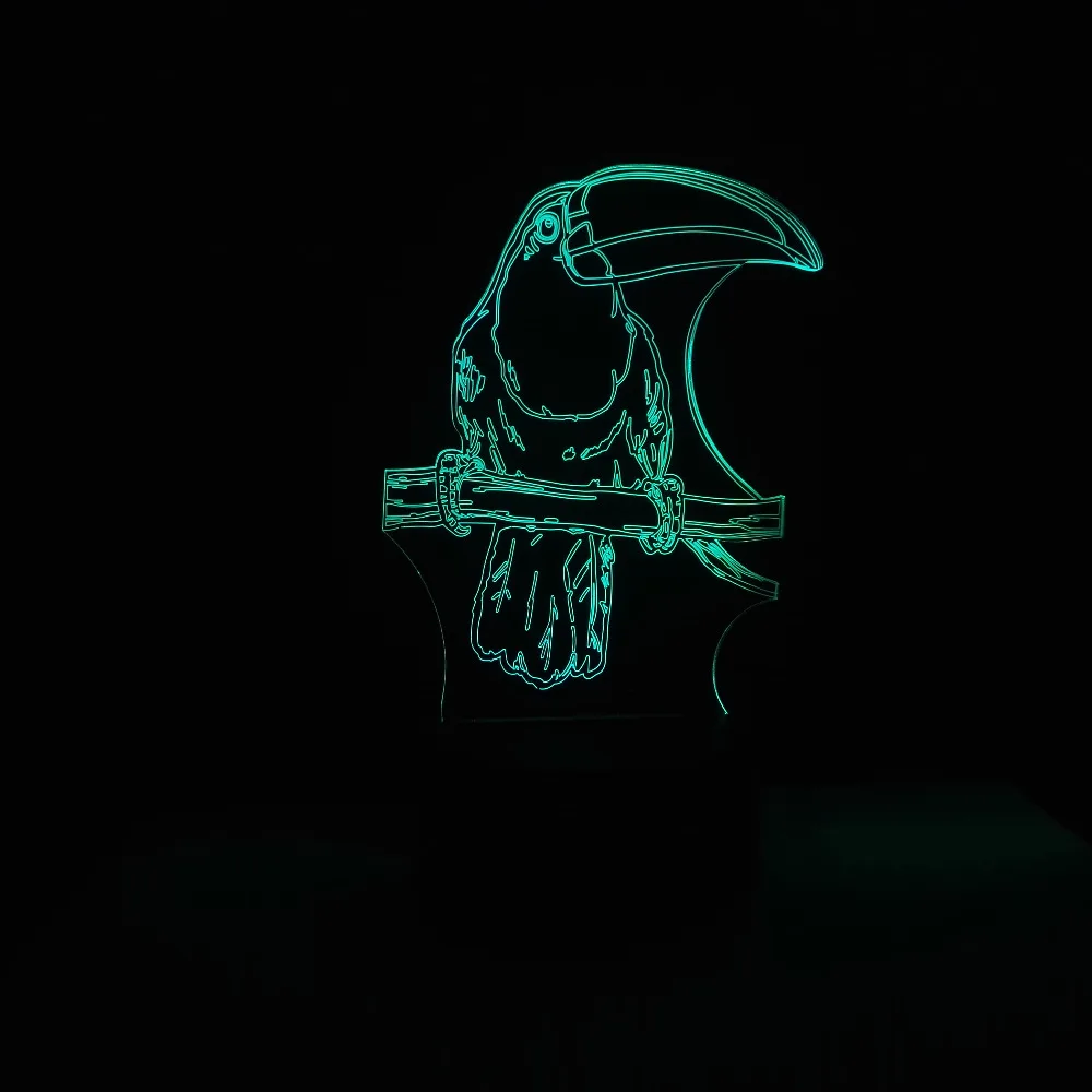 Новинка попугай птица 3D 7 цветов LED USB сенсорный ночник изменение романтическая