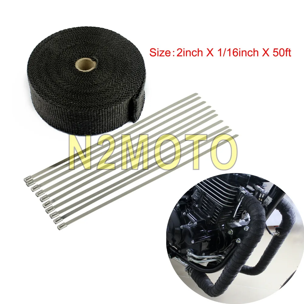 Черный стекловолокно 15 метров глушитель выхлопной трубы рулон деформации 1000F