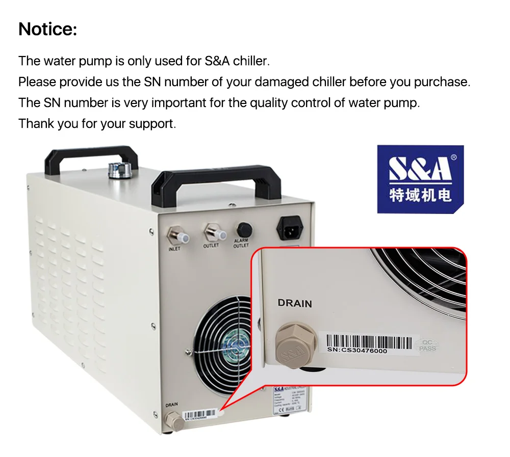 Cloudray водяной насос P2430 P2450 P24100 для S& A Промышленный охладитель CW-3000 AG(DG) CW-5000 AH(DH) CW-5200 AI(DI