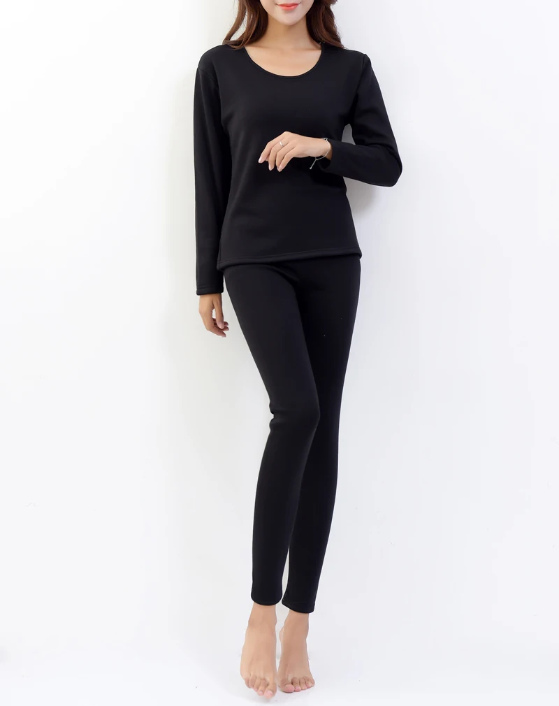 Jinsen Aite хлопок размера плюс XXL-5XL теплый толстый флис женские кальсоны наборы повседневные однотонные зимние Femme термобелье JS640