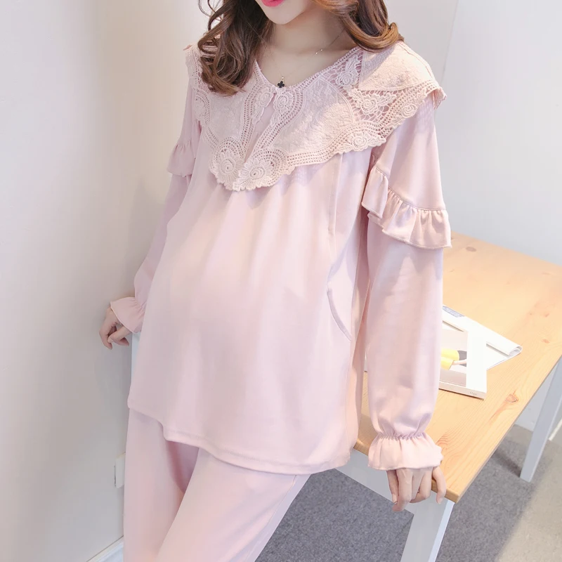 Пижама для кормящих мам одежда сна грудного вскармливания Модная хлопковая