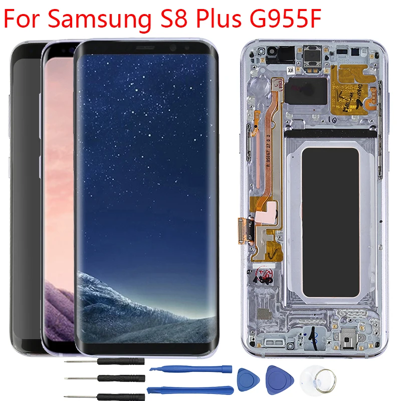 Ecran S8 Plus LCD Amoled Display For Samsung Galaxy Screen Original G955F Touch With Frame Digitizer Assembly | Мобильные телефоны