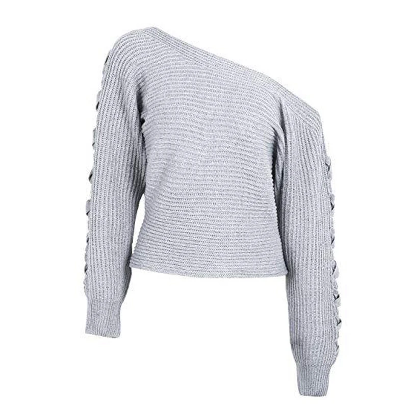Europe Sexy Knitted Sweater Slash Neck Women Batwing Sleeve Sweaters Loose Solid Long Jumper Outerwear Pullover Street | Женская одежда