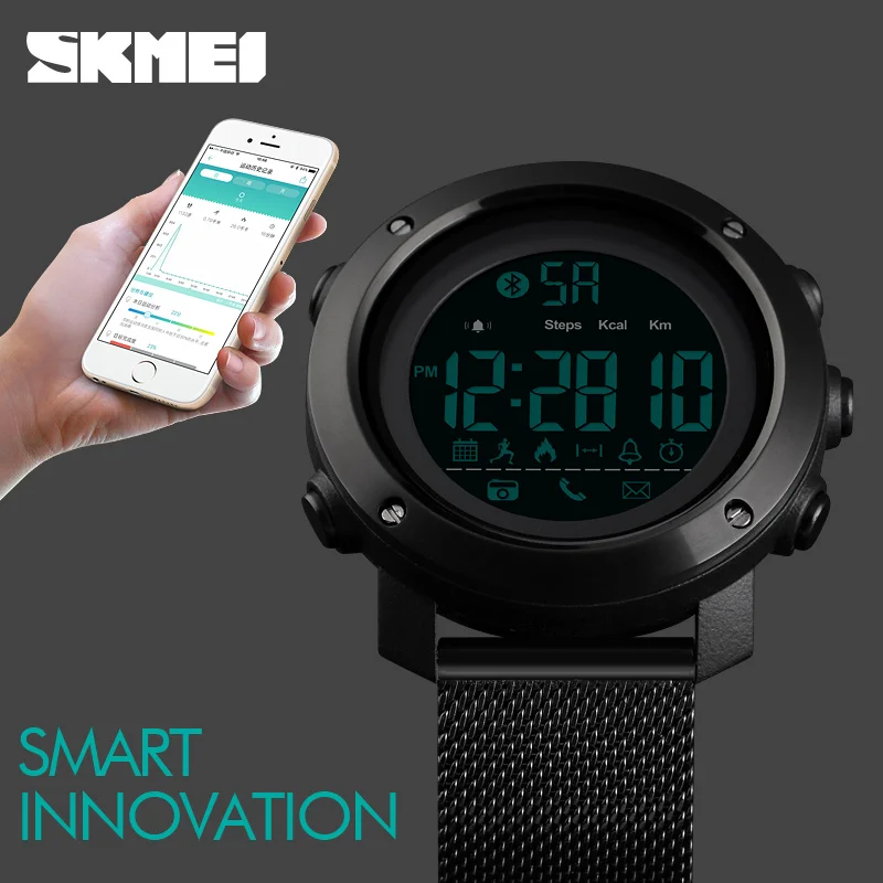 SKMEI Смарт Bluetooth часы скрытая застежка Многофункциональный вызов сообщение умный