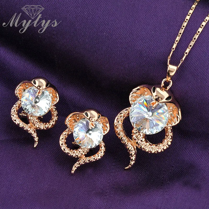 Mytys набор ювелирных изделий в виде змеи ожерелье и серьги GP N1341 | Украшения