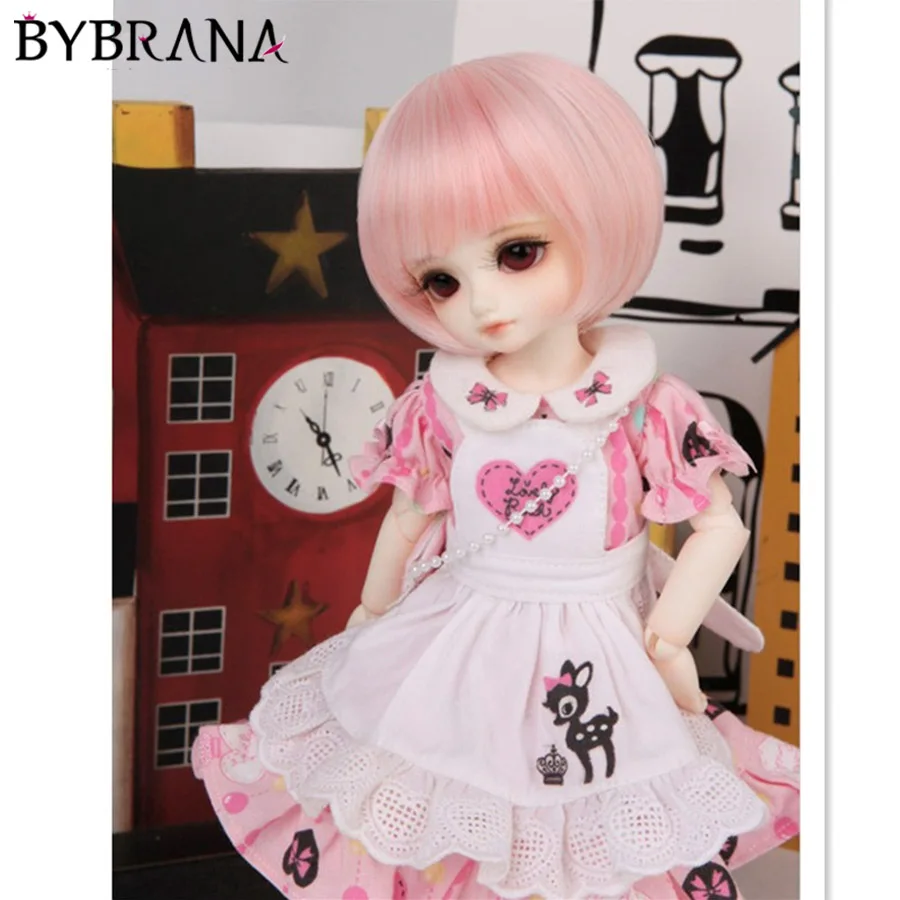 Bybrana 1 шт. розовые волосы из высокотемпературного волокна 1/3 1/4 1/6 1/8 BJD парик для