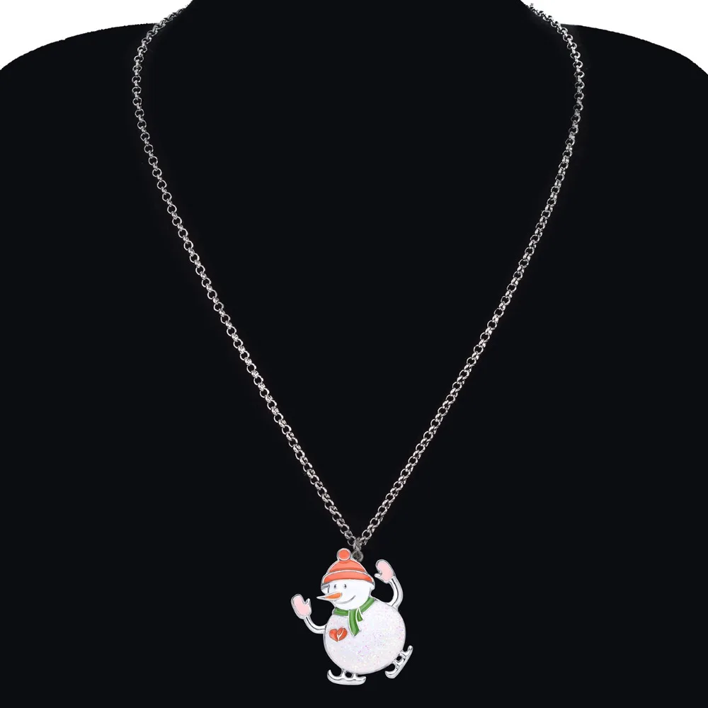 Bonsny Enamel Alloy Christmas Skiing Snowman Jewelry Sets Drop Earrings Necklace Pendant New Year Decoration For Women Girl Gift | Украшения