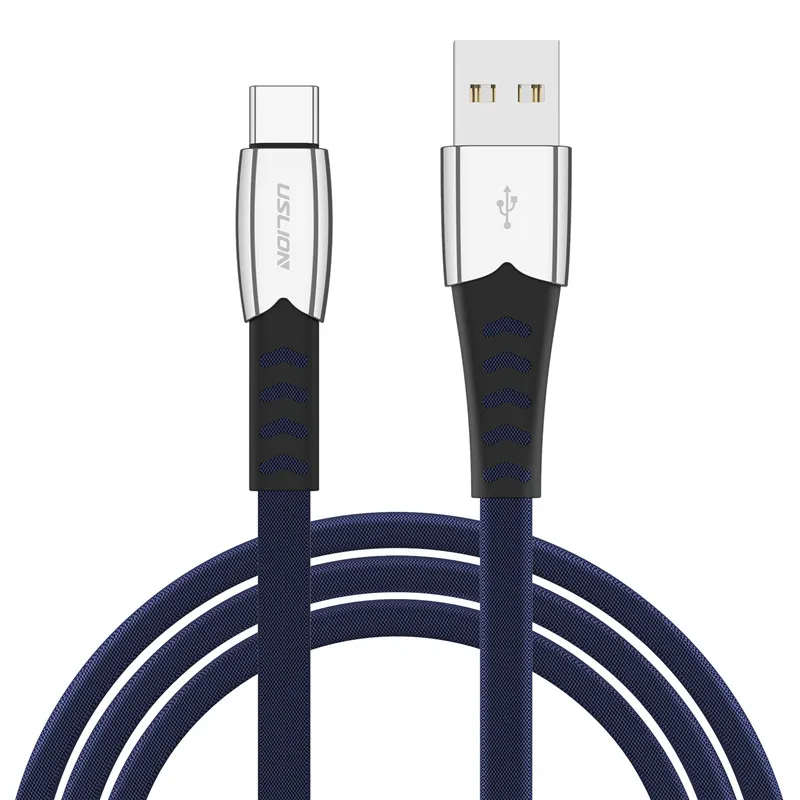 USLION USB кабель типа C из сплава USB C кабель типа C для huawei P20 Lite Pro 2A usb кабель для зарядки samsung galaxy s9 s8 plus - Цвет: Синий