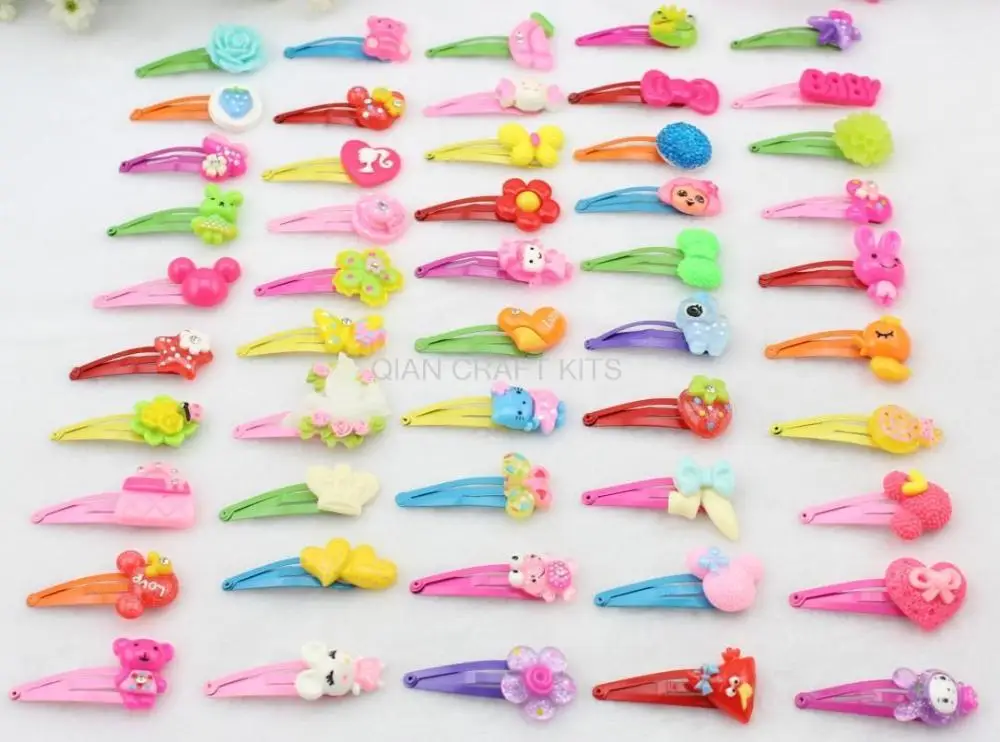

Set of 50pcs adorable handmade Sweet Kawaii resin Gift snap hair Clips Mixed pattern w/free gift box customize-CP0025a