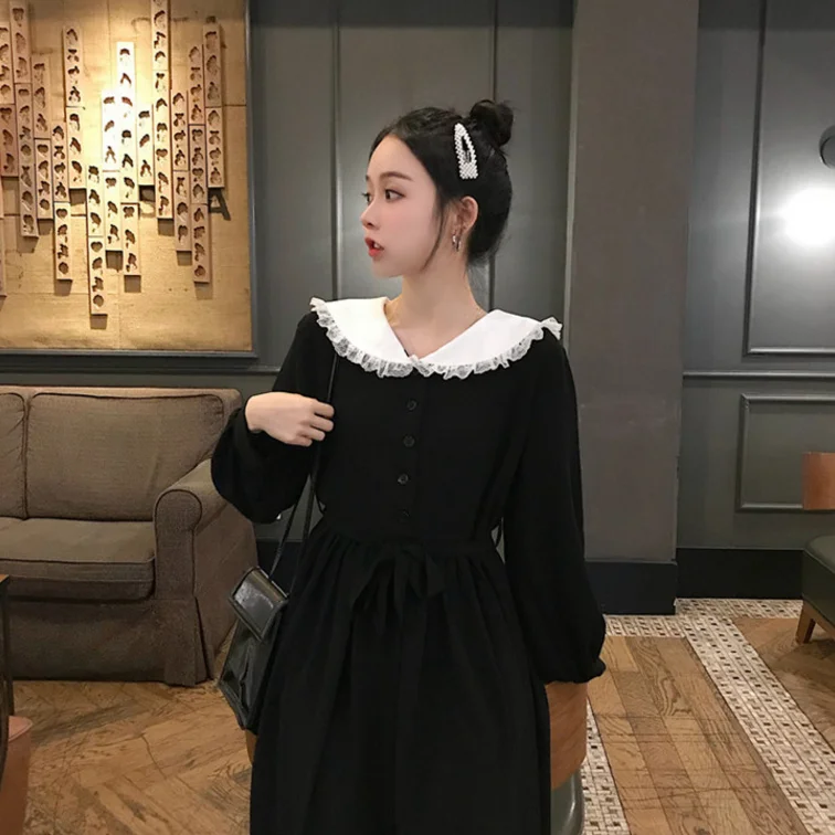 Женское винтажное платье трапециевидной формы элегантное черное с белым