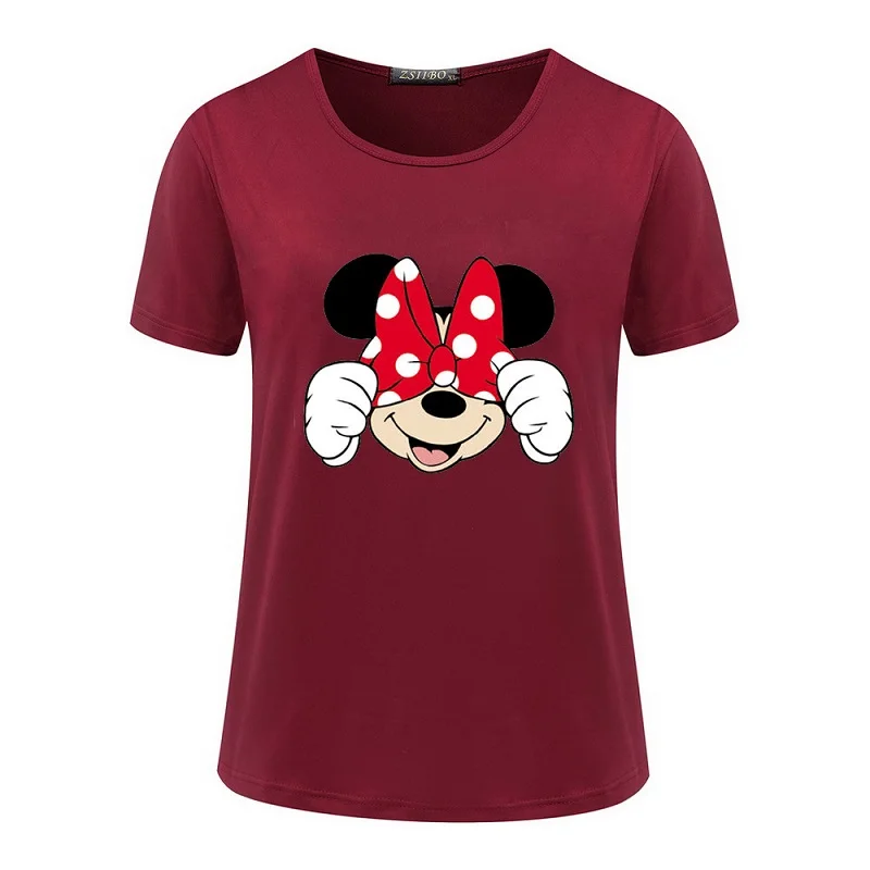 2018 летние Для женщин модные рубашки мультфильм Мышь печатных футболки короткий