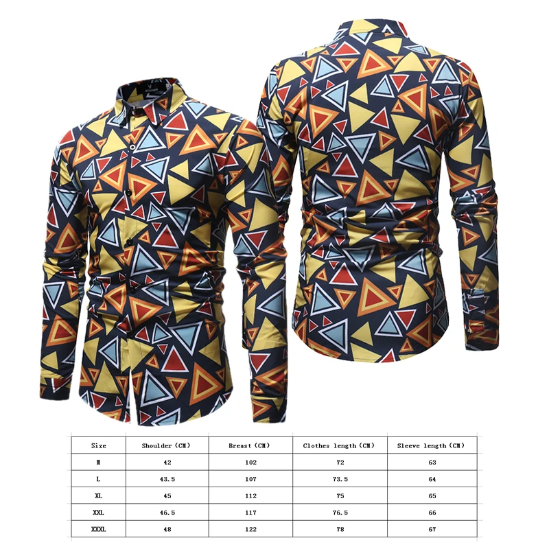 Male Slim Shirt Casual Geometric printed Men Long Sleeve Korean camisa shirts vintage Linen Fashion | Мужская одежда