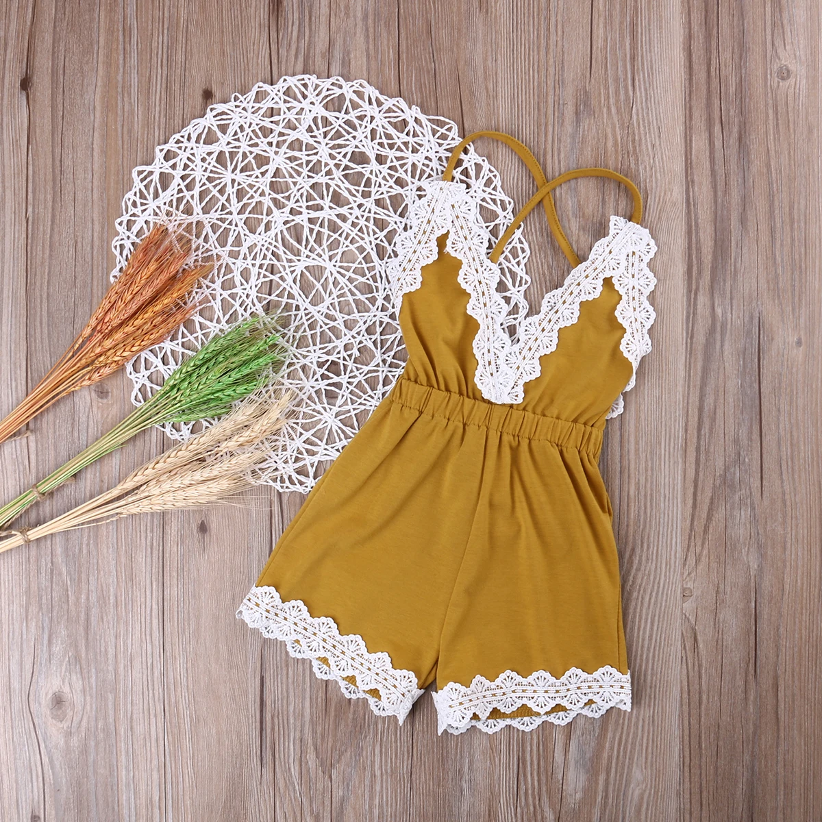 Newborn Adorable Baby Girls Infant Lace Sleeveless Romper V-Neck Backless Jumpsuit Clothes Outfit Sunsuit Set | Детская одежда и