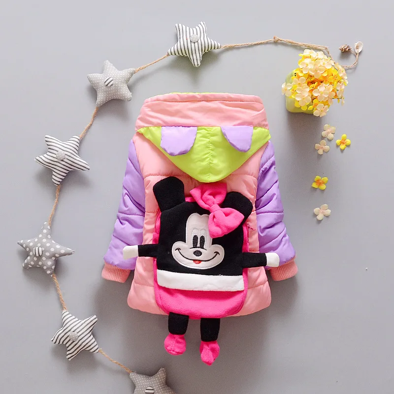 2016 Детей Пальто Минни Новорожденных Девочек зимние полный рукав пальто девушки