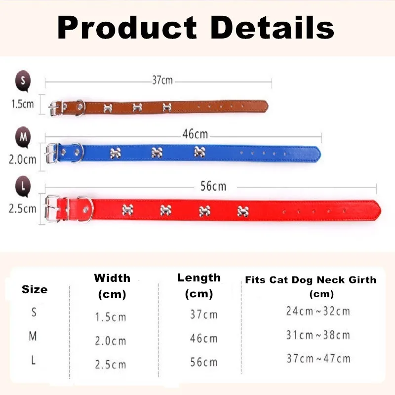 Цветной кожаный регулируемый звонок ошейники для питомца кошки кости креативный