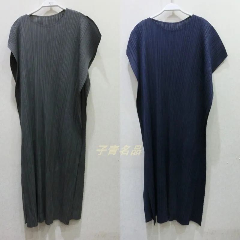 Changpleat 2018 New Loose women dress Miyak Pleated O-neck Solid Simple Large Size Summer Elastic Female Dresses Fashion Tide | Женская