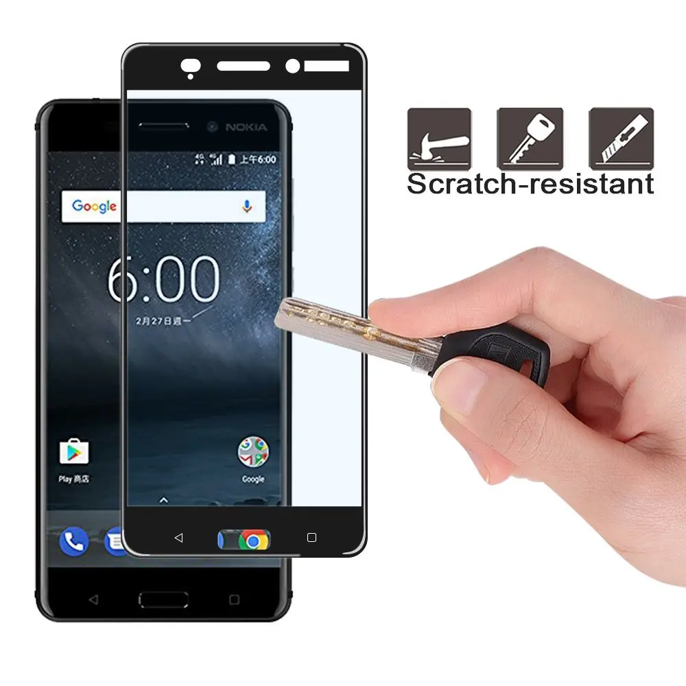 3D Edge изогнутое полное покрытие закаленное стекло для Nokia 6 3 Защитное Nokia8 5