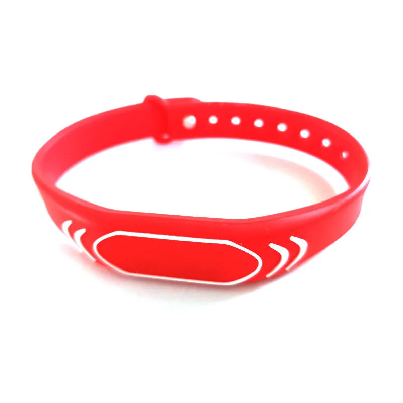 Красный 2 шт 13,56 MHZ ISO14443A MIFARE Classic 1K регулируемый NFC браслет RFID браслет ID карта силиконовый ремешок дверная карта контроля доступа - Цвет: Красный
