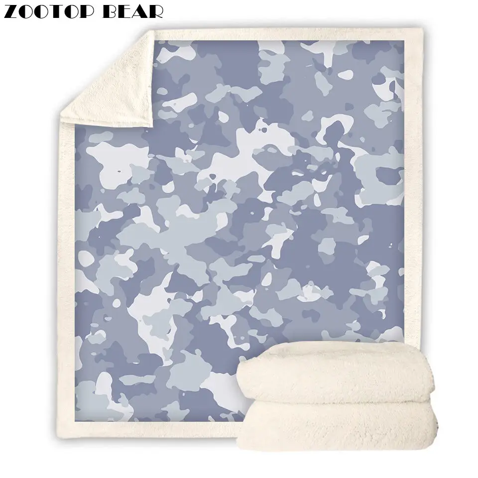 

Casual Fashion Camouflage Throw Blanket Portable Picnic Soft Home Sherpa Office Travel Couch Quilt for Kids and Adult 3D Printed