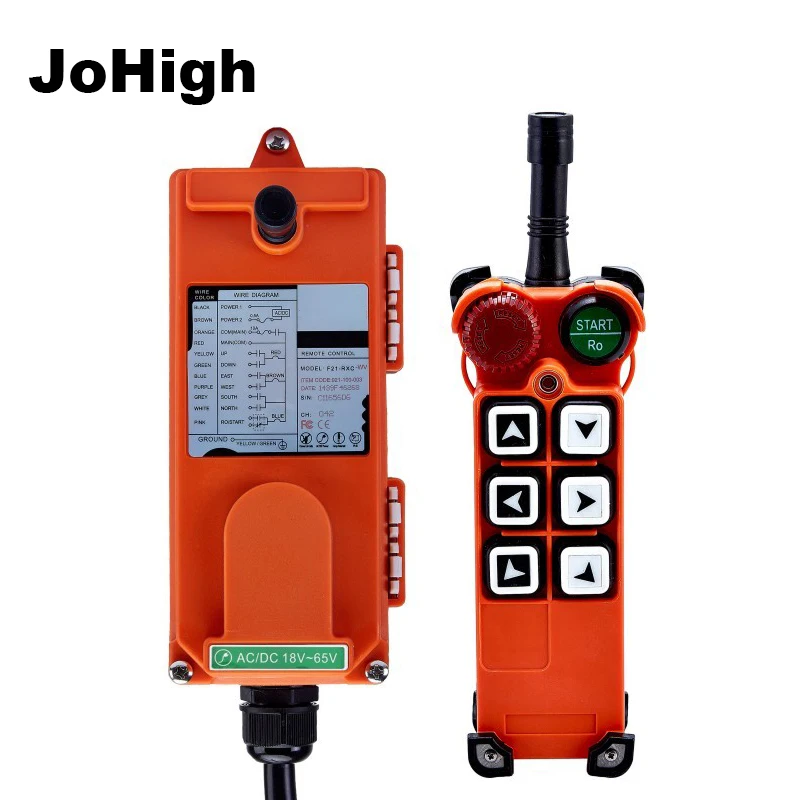 JoHigh 380В 220В 36В 24В F21 E1 6 кнопок беспроводной переключатель лебедки 1 передатчик +