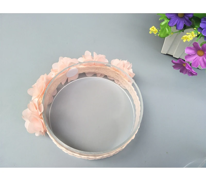 Pink multiple petals more flowers lace hair band garland handmade girl accessories princess dress up flower | Аксессуары для