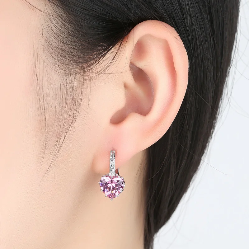 OL Стиль Циркон Любовь Сердце висячие серьги критальные горный хрусталь женские