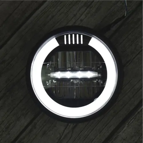 white light ring 6,9 дюймов винтажный мотоциклетный головной светильник светодиодный модификация пользовательский общий дневной ходовой светильник кольцо желтый белый ретро - Color: white light ring