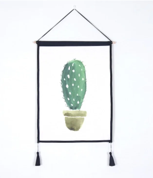 Green Contracted Simple Plants Cactus Art Room Fabrics Cotton Linen Painting House Vintage Wall Bar Home Decor Gift | Дом и сад