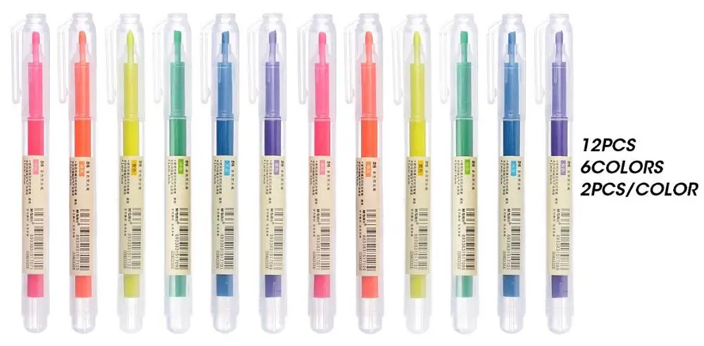 12pcs Mix set M& G 12 шт./набор Muji стиль маркер ручка японский канцелярские Флуоресцентный цвет маркер милый каваи для школьных принадлежностей - Цвет: 12pcs Mix set
