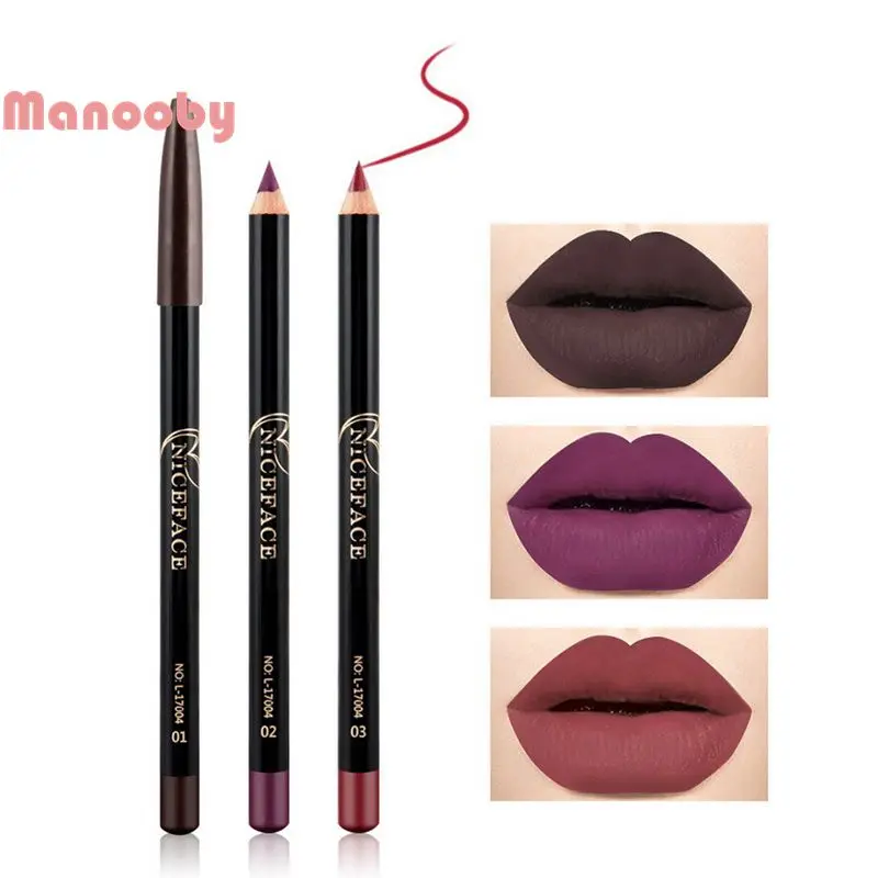 Manooby Waterproof Matte Lipstick Pencil Lip Liner Makeup Tint Sexy Batom Mate Long Lasting Moisturizer Lipliner |
