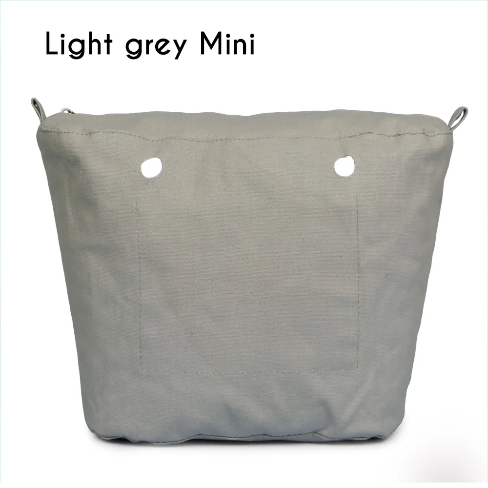 Light grey mini Внутренняя подкладка вставка карман на молнии для классического мини Obag холст вставка с внутренним водонепроницаемым покрытием для O сумки - Цвет: Light grey mini