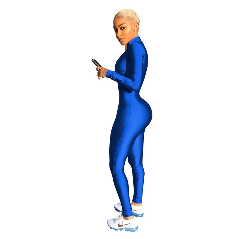 Adogirl 2018 весенние облегающие комбинезоны с воротником-стойкой и длинным рукавом