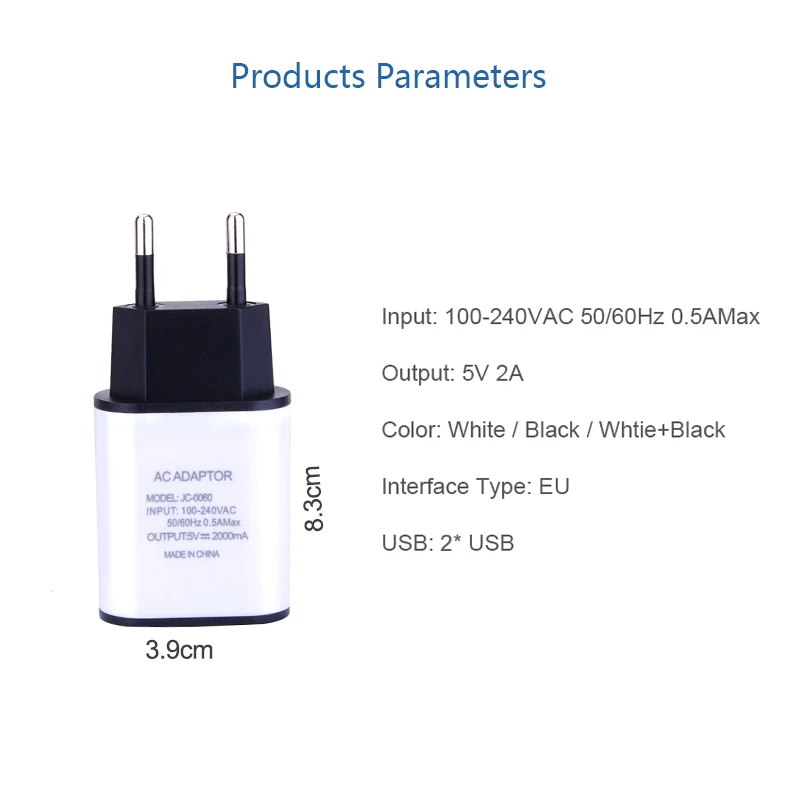 Универсальное зарядное устройство для мобильного телефона 5V1A/5V2A USB зарядное устройство для путешествий портативное настенное зарядное устройство для iphone samsung адаптер EU Plug черный/белый
