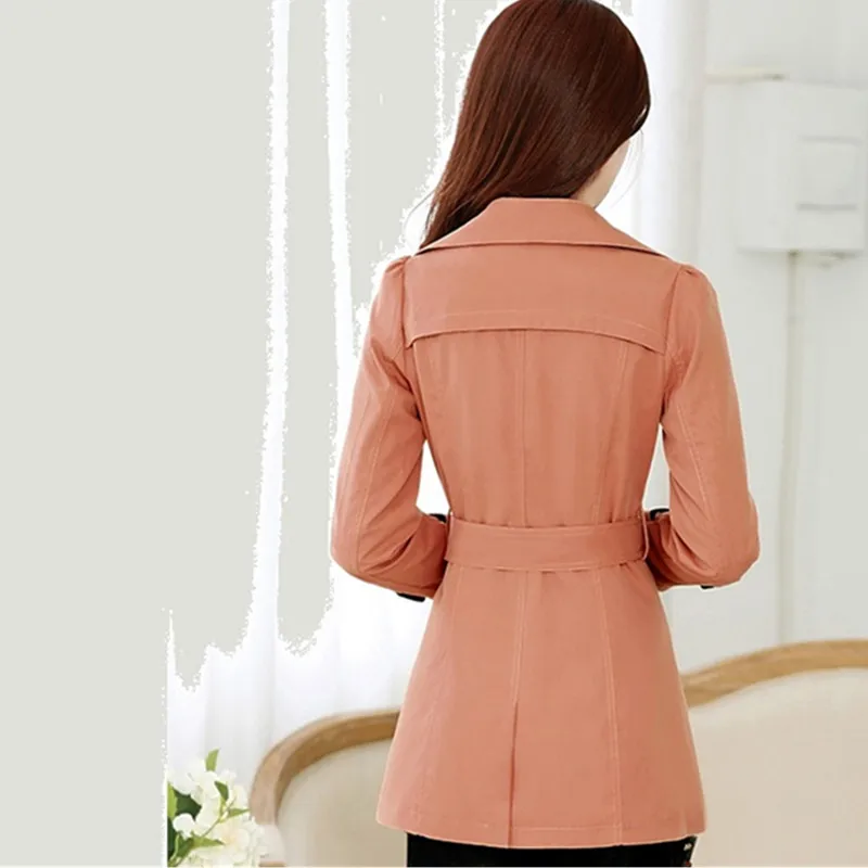 UHYTGF M-3XL, повседневная короткая куртка, женская мода, тонкая, весна, осень, ветровка, пальто с поясом, двубортный, тонкая, Женская куртка 1152