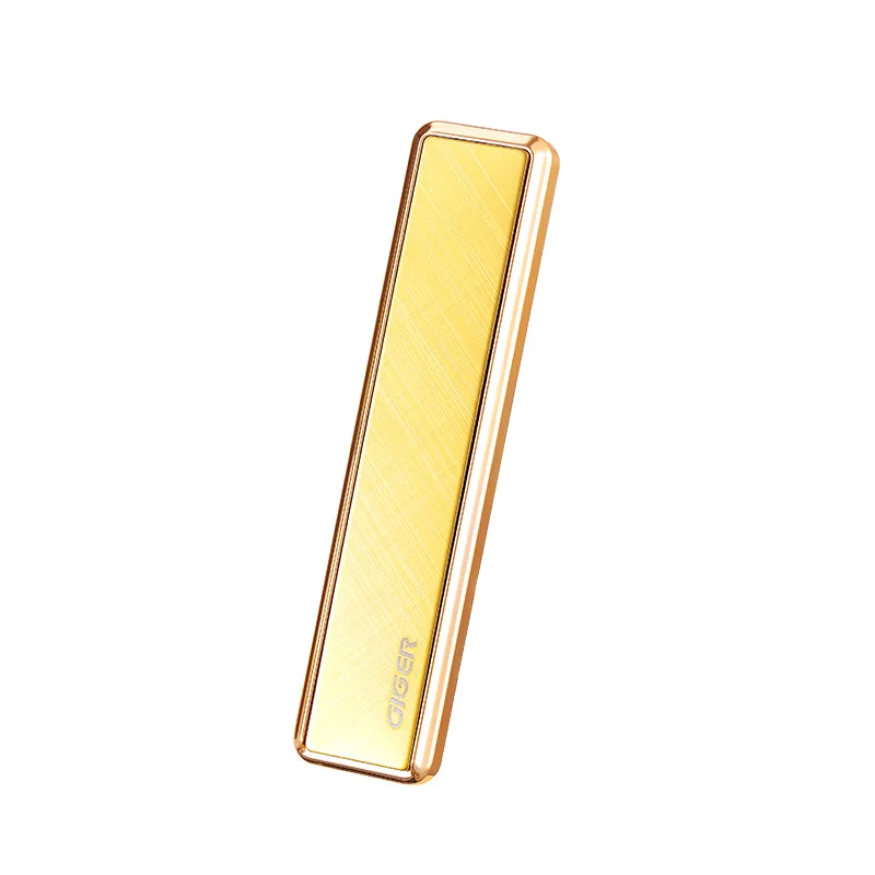 Gold Портативный металла прикуривателя USB Перезаряжаемые Непламено Зажигалка Ветрозащитный Нет fire Зажигалка для гаджеты для Для мужчин - Цвет: Gold