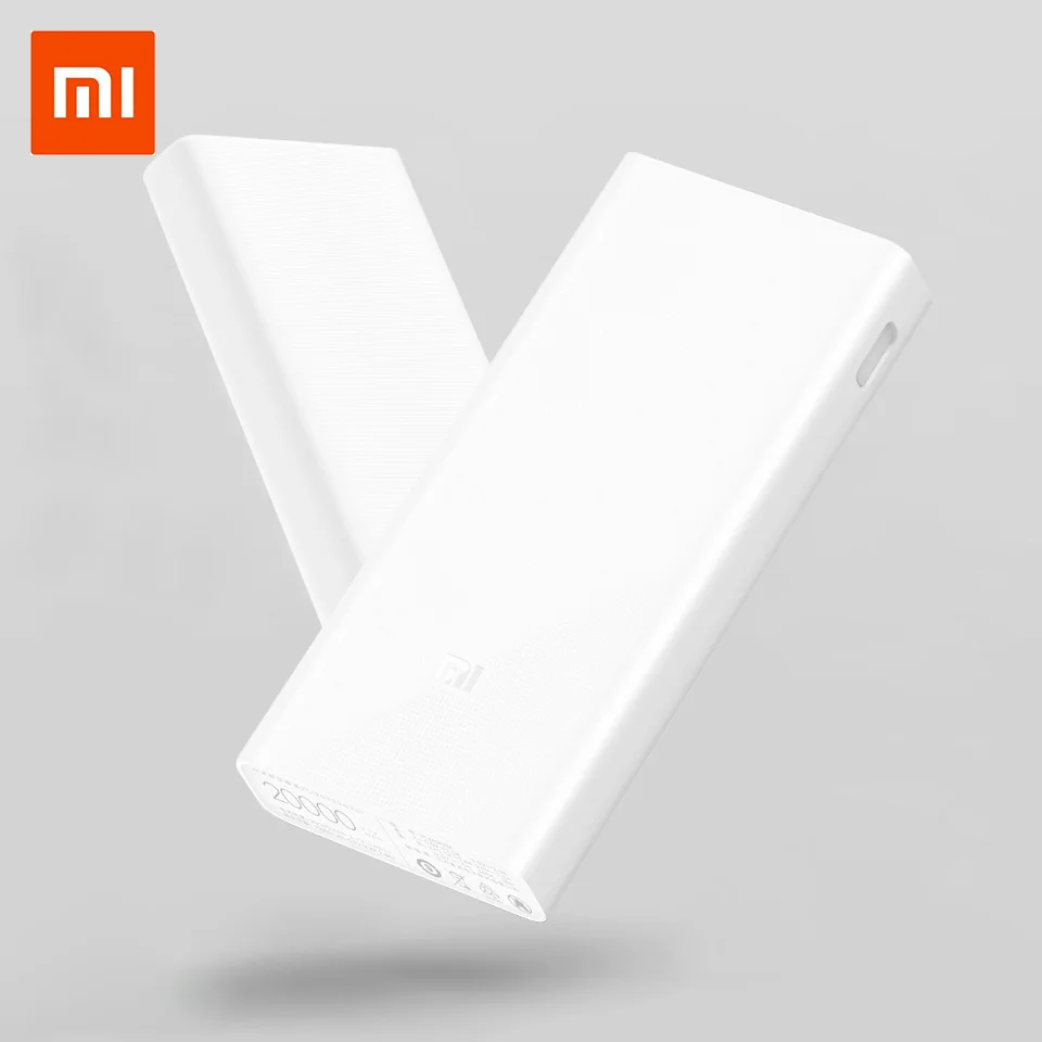 Xiaomi Mi power Bank 2 way QC 3 0 20000 mAh Внешнее зарядное устройство USB 2A Dual для телефона 5 V/9 V/12 V 18