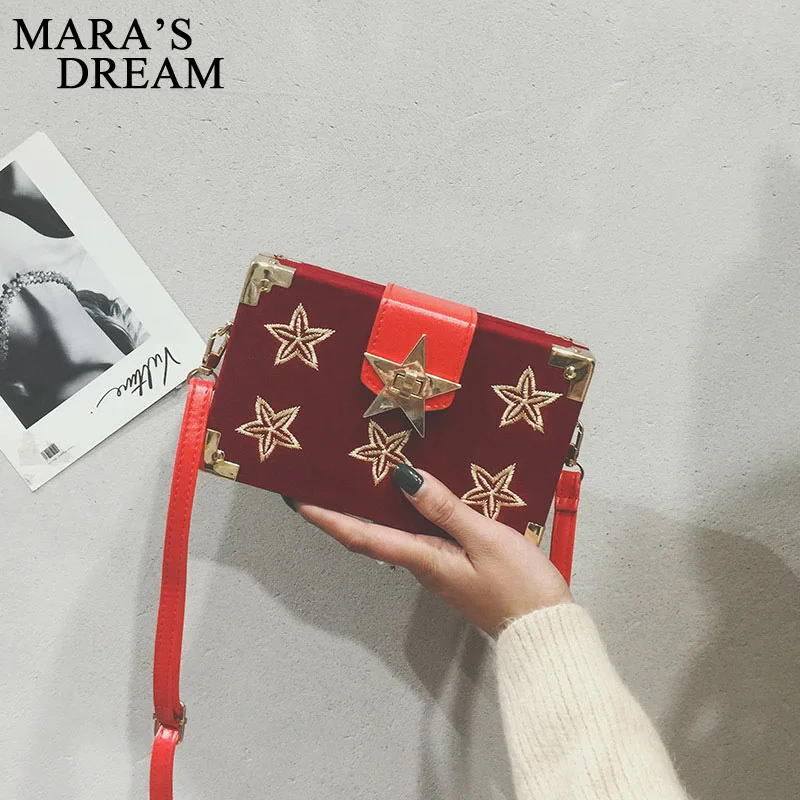 Женские сумки клатчи Mara's Dream 2018 модная однотонная велюровая сумка мессенджер со