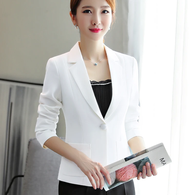 Блейзер Женский офисный большого размера модный черного и белого цветов пальто