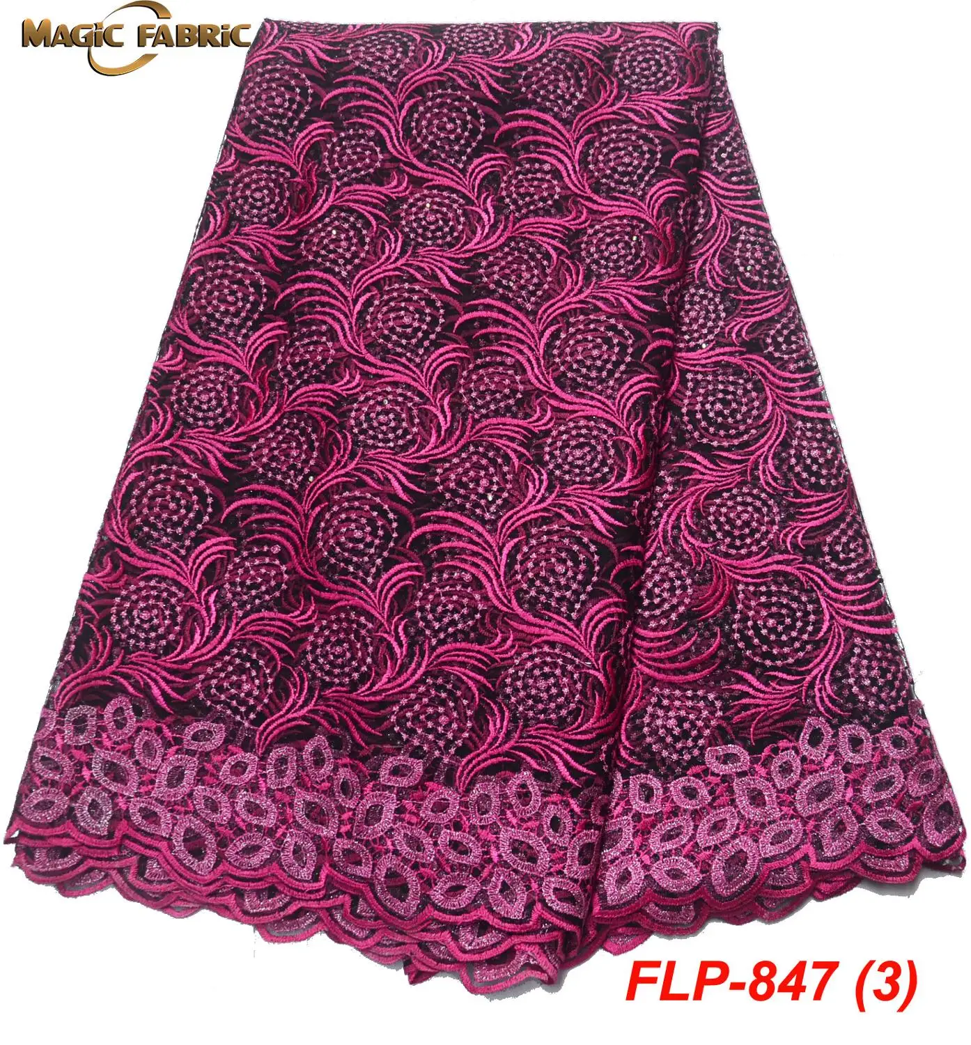 2019 Последняя вышитая нигерийская кружевная ткань Тюль Кружевная ткань африканская белая для свадебного платья FLP-847.