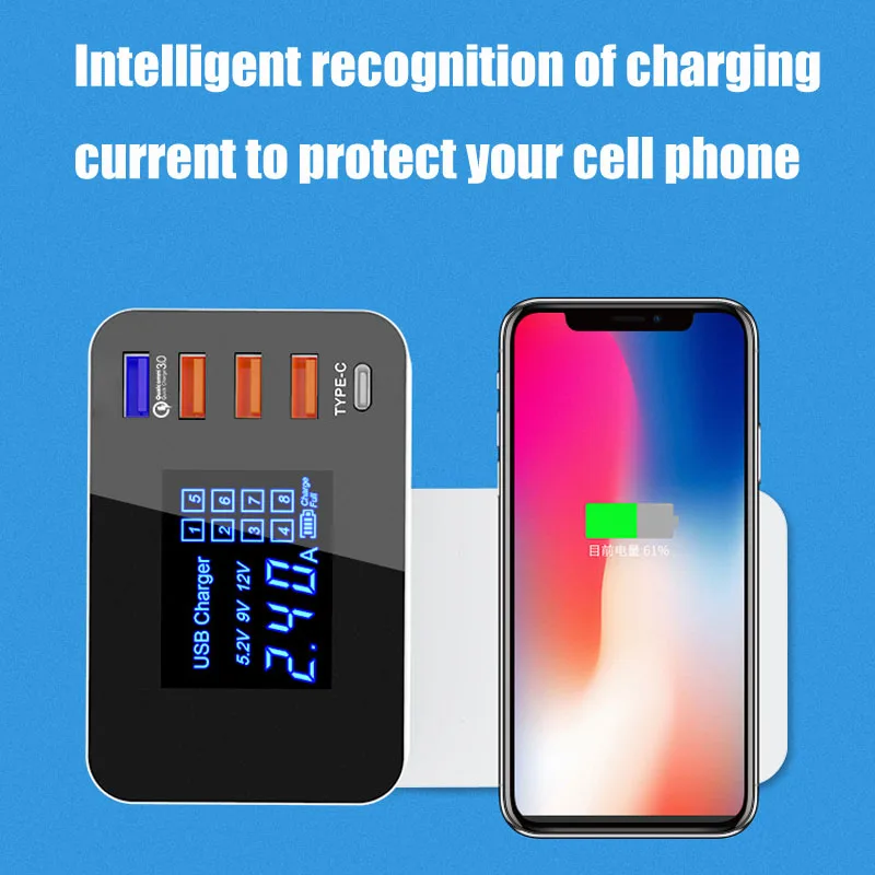 QC 3,0 USB беспроводное быстрое зарядное устройство для iPhone 8 Plus X Xs XR MAX iPad samsung S6 S7 Edge S8 S9 Plus быстрое зарядное устройство зарядная станция