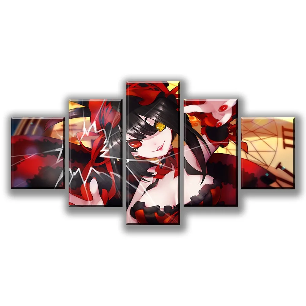 

5 Pieces Date A Live Pictures HD Prints Popular Animation Poster Living Room Wall Art Frame Modular Canvas Paintings Home Decor