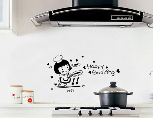 

DIY Removable Wall Stickers Kitchen Rules Decal Home Accessories Beautiful Pattern Design Decoration Oil proof +B