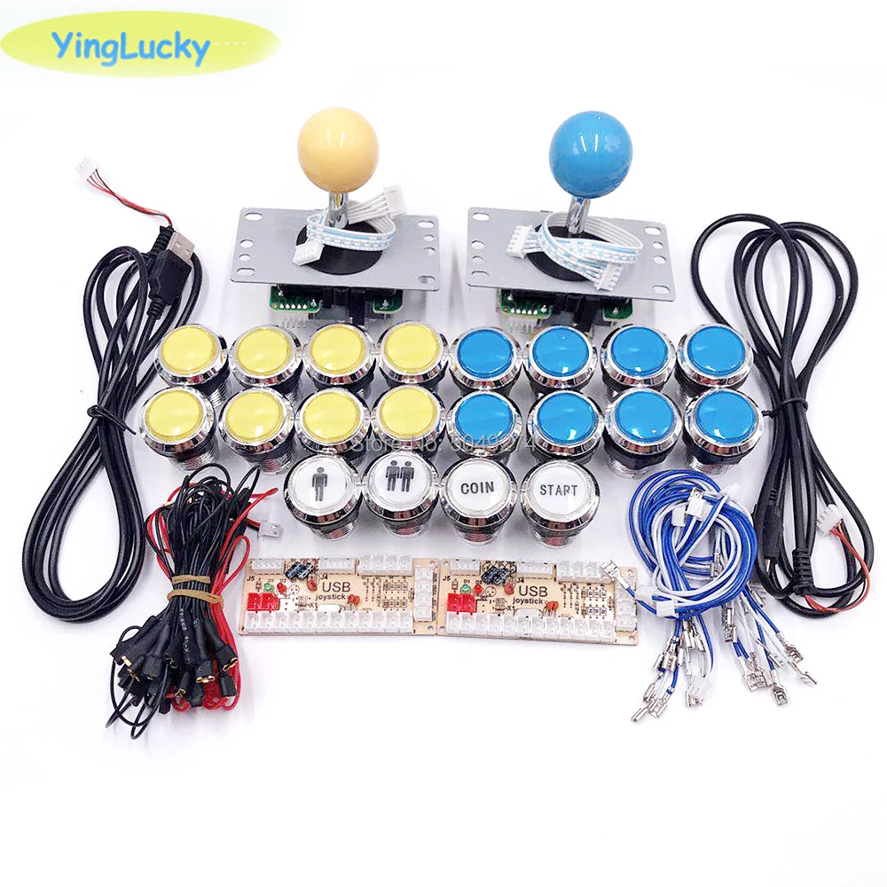 Аркадный джойстик DIY Kit Нулевая задержка аркадный Набор DIY 2 игрока клавиатура USB кодер к ПК SANWA Джойстик+ светодиодный кнопочные кнопки
